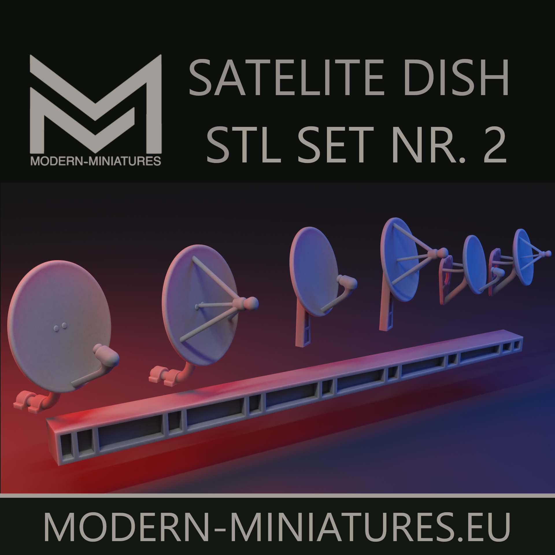 Sat dish set nr. 2 Satelite dishes. Building scatter & add-on